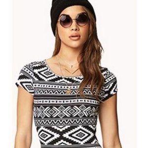Forever 21 Women's Black and White  Print Dress